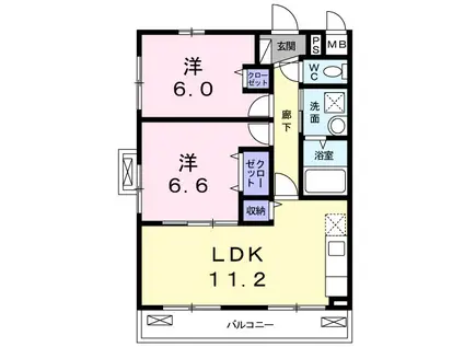 カトル・セゾン(2LDK/3階)の間取り写真