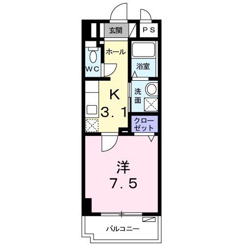 ラ・ルミエール(1K/8階)の間取り写真