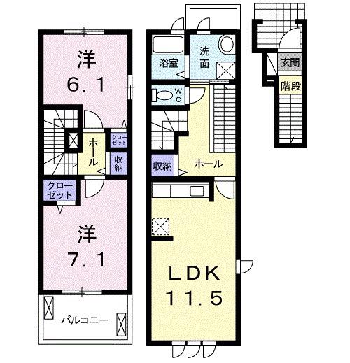 エトワール中切 Ⅱ(2LDK/2階)の間取り写真