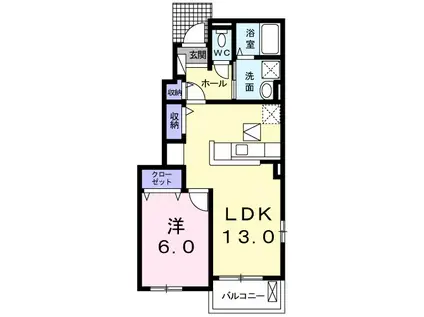 メゾン ラフレⅢ(1LDK/1階)の間取り写真