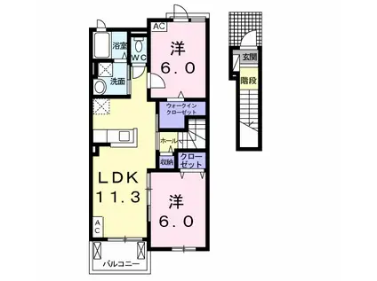 カーサ ルシェロ(2LDK/2階)の間取り写真