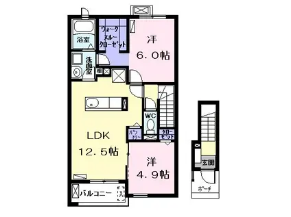 ビオラ トリコロール Ⅰ(2LDK/2階)の間取り写真