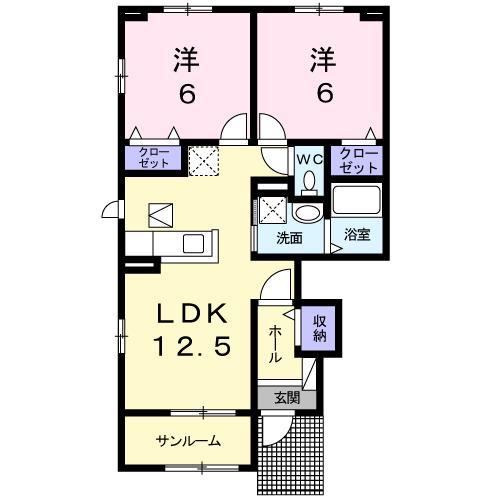 近鉄名古屋線 長太ノ浦駅 徒歩5分 2階建 築9年(2LDK/1階)の間取り写真