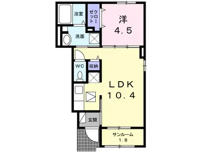 メゾンドルピナス(1LDK/1階)の間取り写真