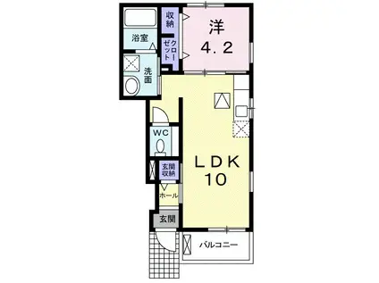 パルタージュ(1LDK/1階)の間取り写真