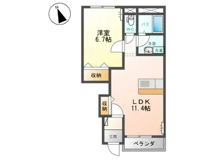 常磐線 磯原駅 徒歩29分 2階建 築16年(1LDK/1階)の間取り写真