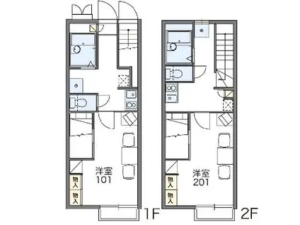 レオパレスセットゥイーリス(1K/2階)の間取り写真