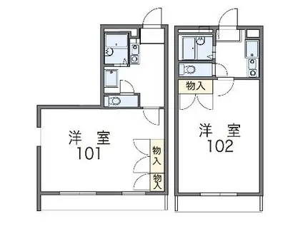 レオパレスナカジマ(1K/2階)の間取り写真