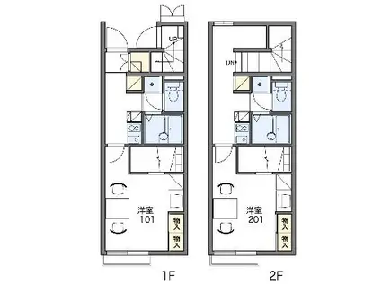 レオパレスSUNSHINE(1K/2階)の間取り写真
