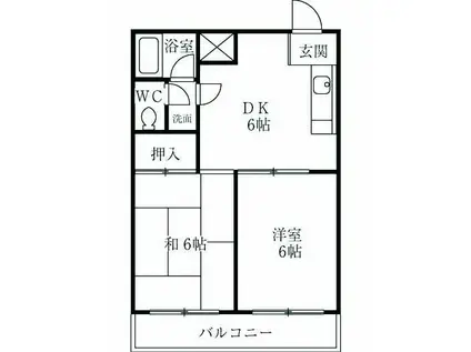 第2リバーサイドヴィラ(2DK/1階)の間取り写真