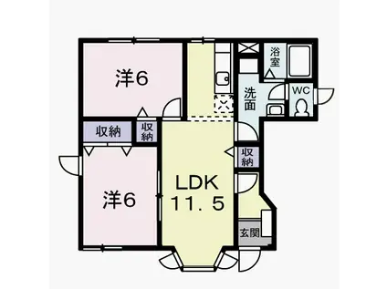 マリアージュ(2LDK/1階)の間取り写真