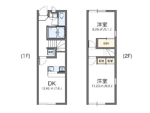 レオパレスメイゾンうすいⅡ(2DK/1階)の間取り写真