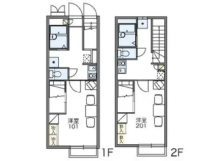 レオパレス康庵(1K/2階)の間取り写真