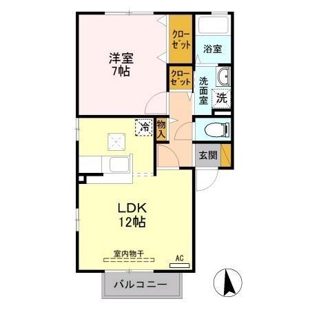 ヴィラージュⅡ(1LDK/1階)の間取り写真