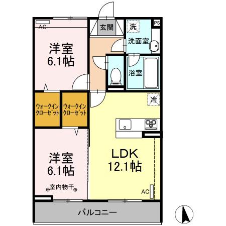 ディープ(2LDK/3階)の間取り写真