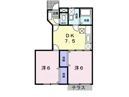 MY.江原Ⅱ(2DK/1階)の間取り写真