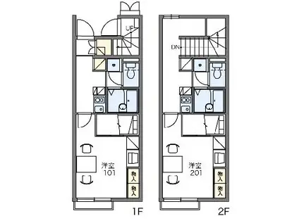 レオパレス本丸 Ⅲ(1K/2階)の間取り写真