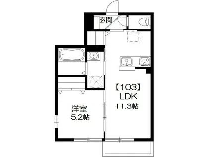 VILLA飯田町(1LDK/1階)の間取り写真