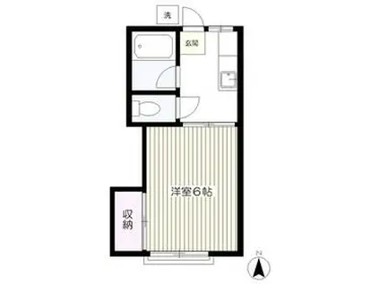 中央本線 国分寺駅 徒歩13分 2階建 築40年(1K/2階)の間取り写真
