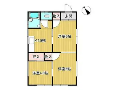 両毛線 佐野駅 徒歩24分 1階建 築39年(3K)の間取り写真
