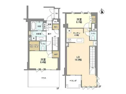 瀬田の杜 GARDEN & TERRACE W棟(2LDK)の間取り写真