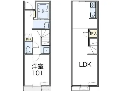 レオネクストキョウエダ(1LDK/1階)の間取り写真