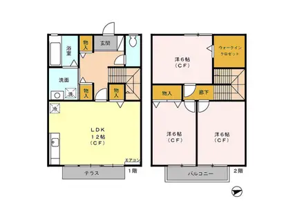 グリーンヒル Ⅱ番館(3LDK/1階)の間取り写真