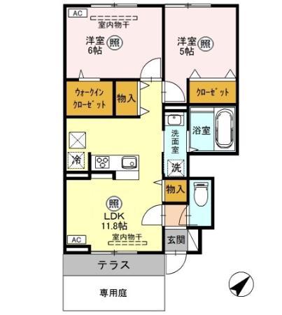コーポ田村NO16(2LDK/1階)の間取り写真