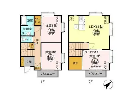 コーポフロンティアⅡ(3LDK/1階)の間取り写真