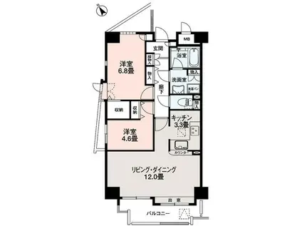 スポルク浮間(2LDK/2階)の間取り写真