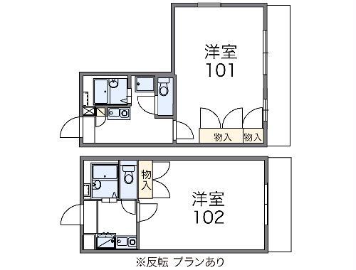 レオパレス東山B(1K/1階)の間取り写真