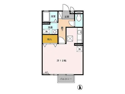 クレール花園(ワンルーム/1階)の間取り写真