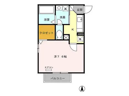 フルールABC(1K/1階)の間取り写真