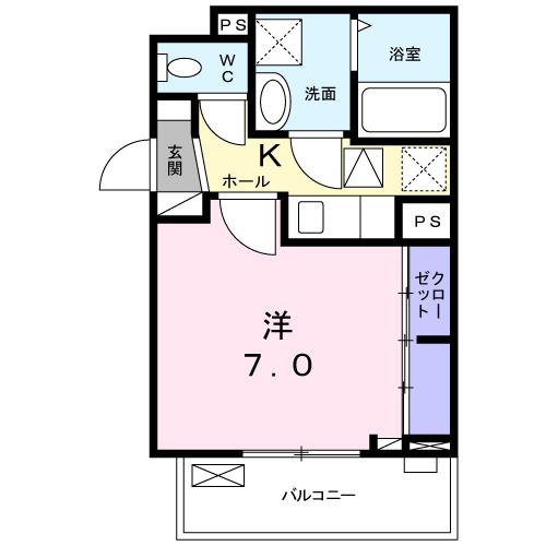 ミュゼⅢ(1K/1階)の間取り写真