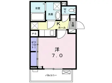 ミュゼⅢ(1K/2階)の間取り写真