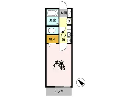 セリバテール太宰府(1K/1階)の間取り写真