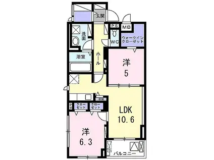 グランクレスタ(2LDK/5階)の間取り写真