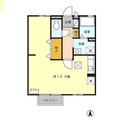 ローズガーデン(ワンルーム/1階)の間取り写真