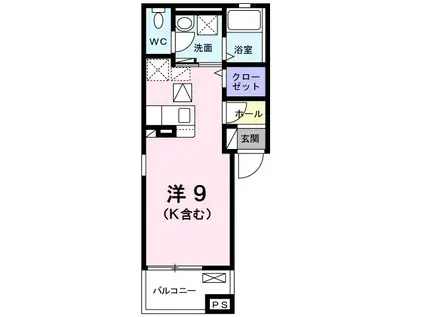 レジデンスやはたⅢ(ワンルーム/1階)の間取り写真