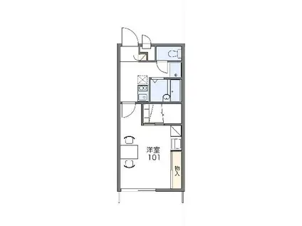 レオパレスLIGHT HILLⅡ(1K/1階)の間取り写真