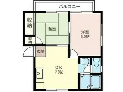 染井ハイツB(2DK/1階)の間取り写真