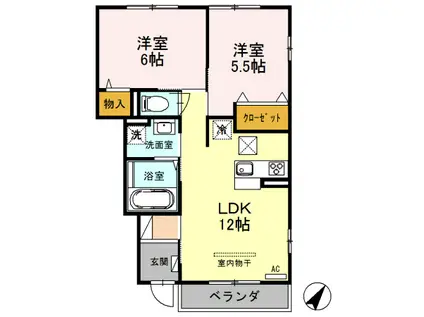 ウエストハイムⅤ(2LDK/1階)の間取り写真