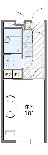 レオパレスかたくりⅡ(1K/1階)の間取り写真