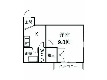 オンディーヌ湘南(1K/8階)の間取り写真