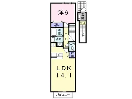 ピュアハイツ飛鳥Ⅱ(1LDK/2階)の間取り写真