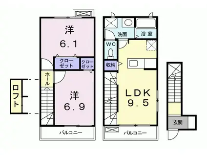 アースヒルズ(2LDK/2階)の間取り写真