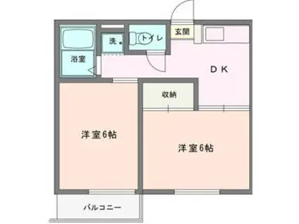 ヤマザキハイツ(2K/2階)の間取り写真