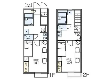 レオパレスシャルムⅡ(1K/2階)の間取り写真