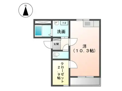 東海道本線 岐阜駅 バス乗車時間:40分 六地蔵バス停で下車 徒歩10分 2階建 築20年(ワンルーム/1階)の間取り写真