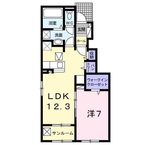 パストラル D(1LDK/1階)の間取り写真
